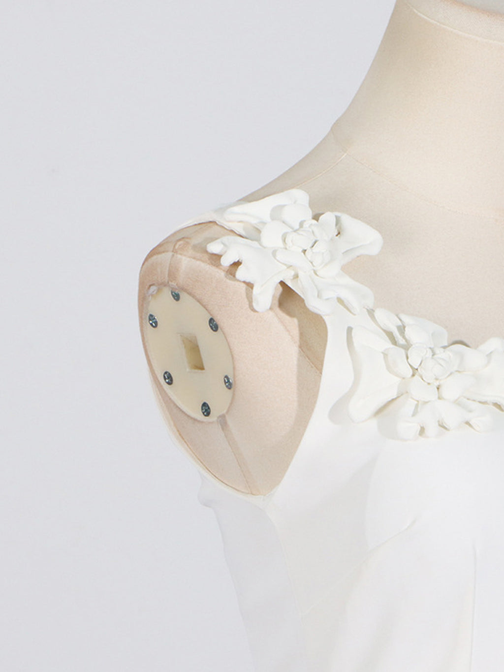 White floral embellished sleeveless midi dress with scoop neckline - Lilagrey