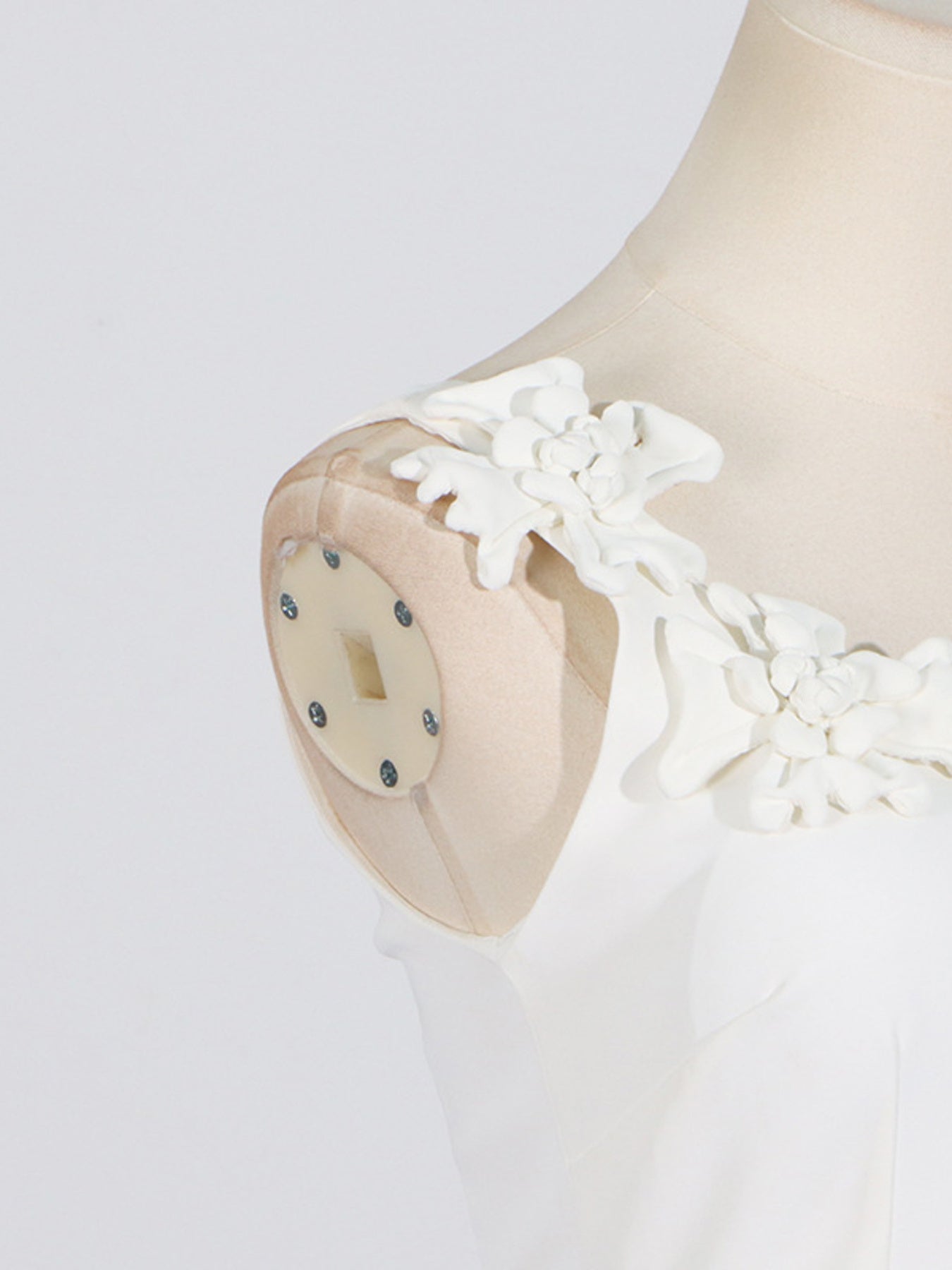 White floral embellished sleeveless midi dress with scoop neckline - Lilagrey
