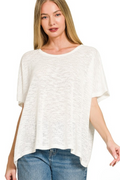 Oversized Slub Knit Top — White