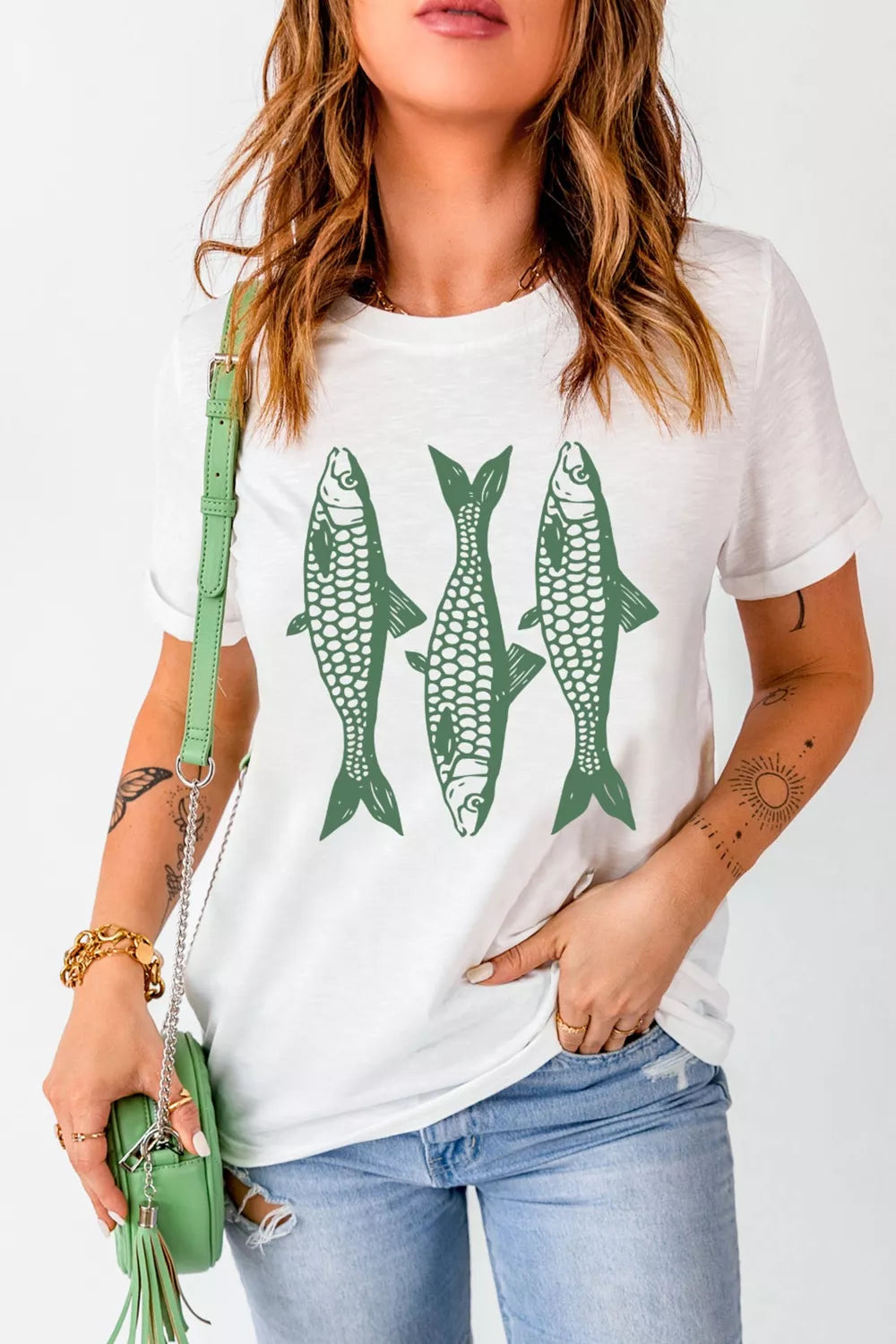 Fish graphic tee in white
