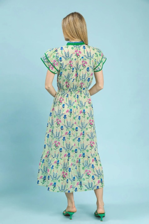 Floral tiered midi dress in cream
