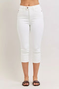 High waist capri pants in white