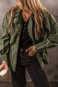 Army green zip-up long sleeve jacket