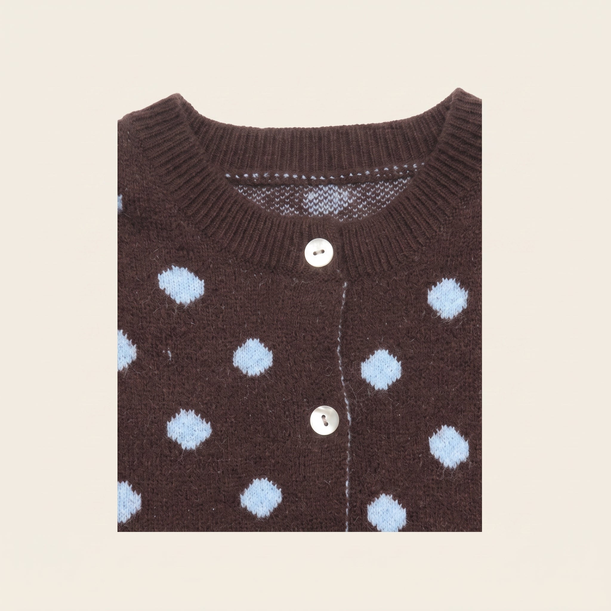 Brown polka dot button up cardigan