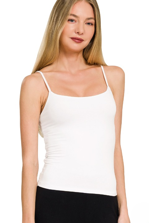 White double-layered spaghetti cami - front view