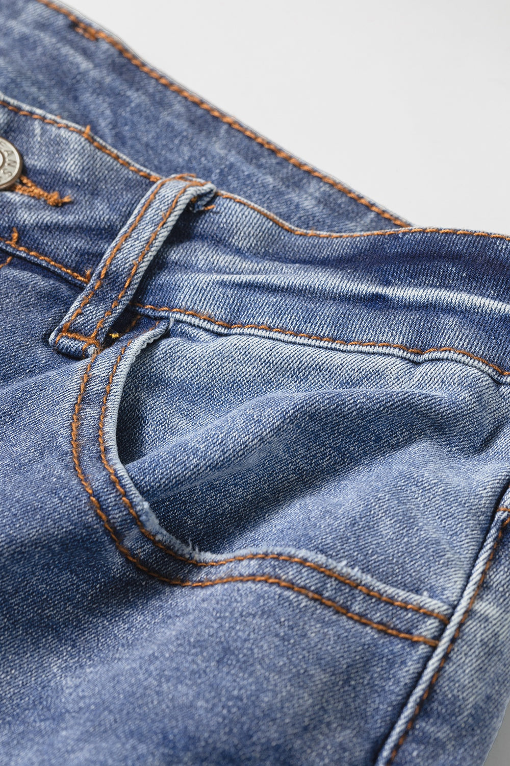 Embroidered flare leg jeans, medium wash