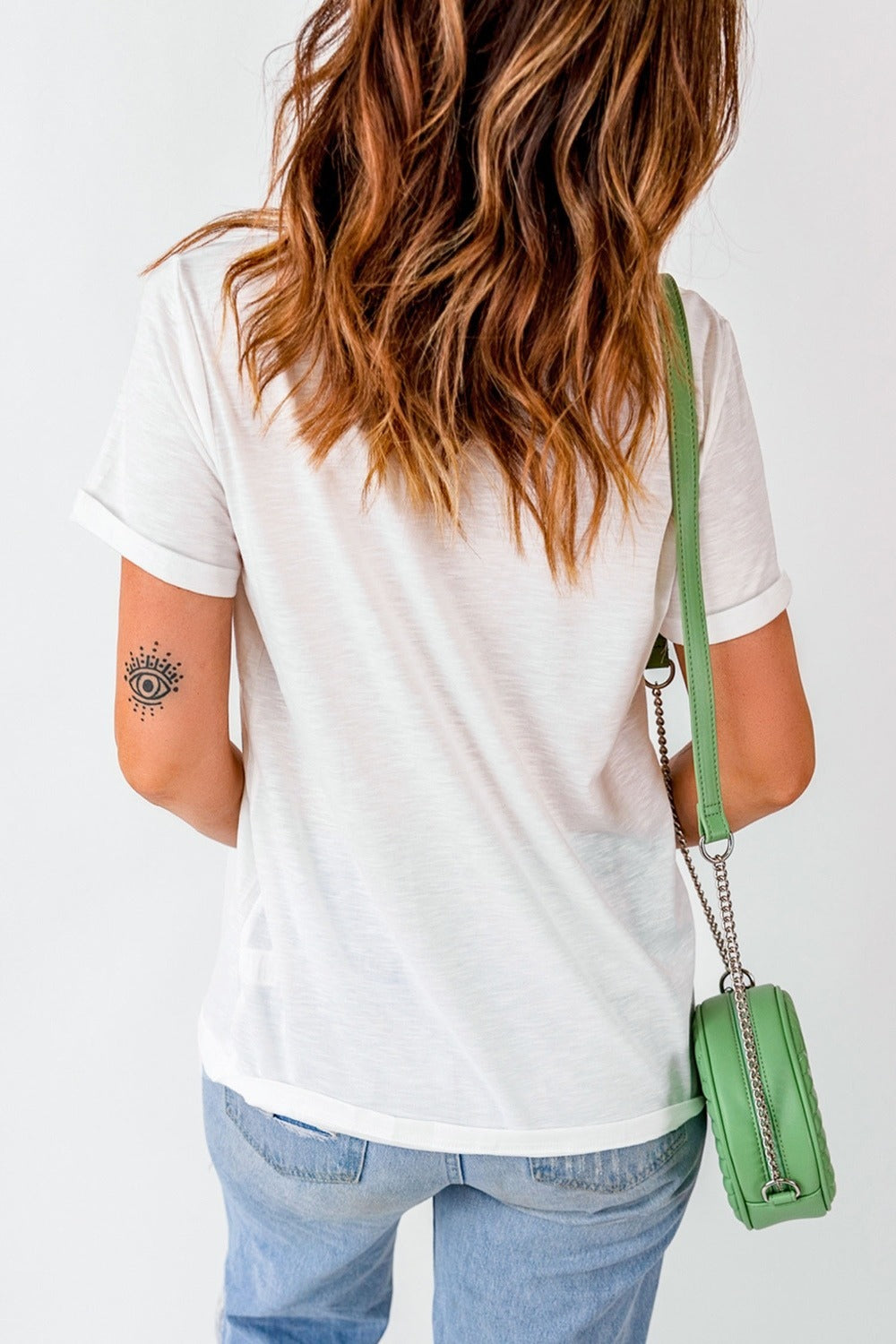 White fish graphic tee - back view