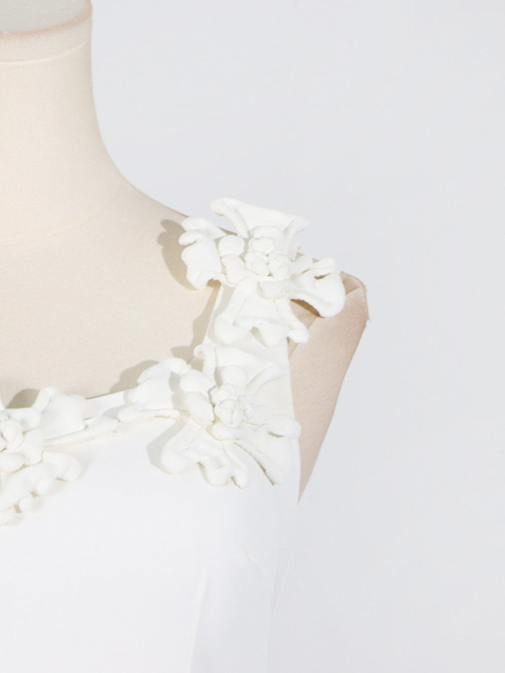 White floral embellished sleeveless midi dress with scoop neckline - Lilagrey