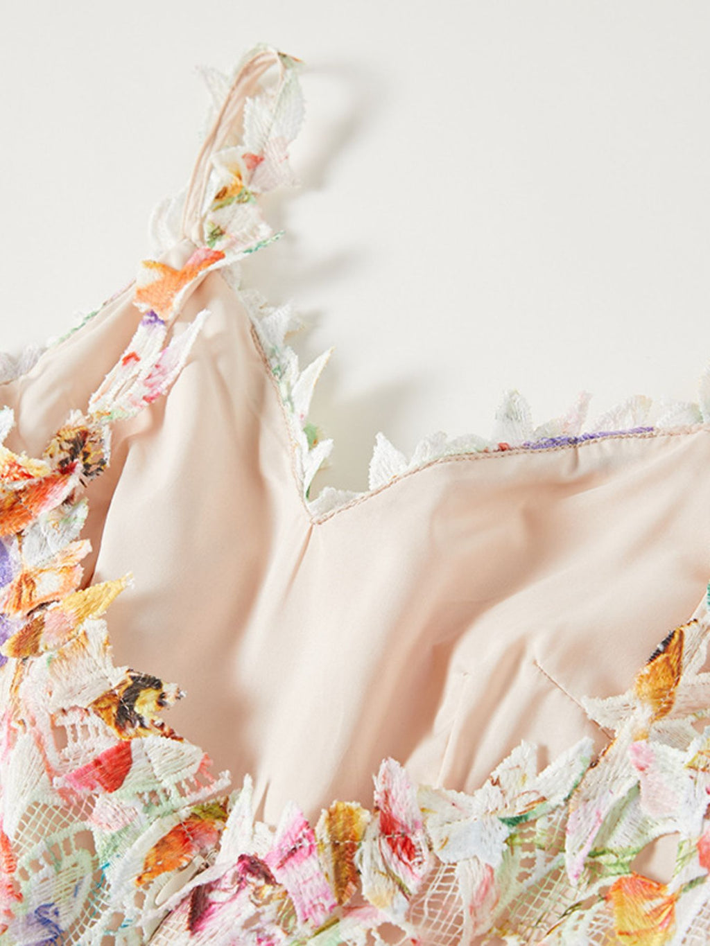 Apricot floral lace sleeveless midi dress