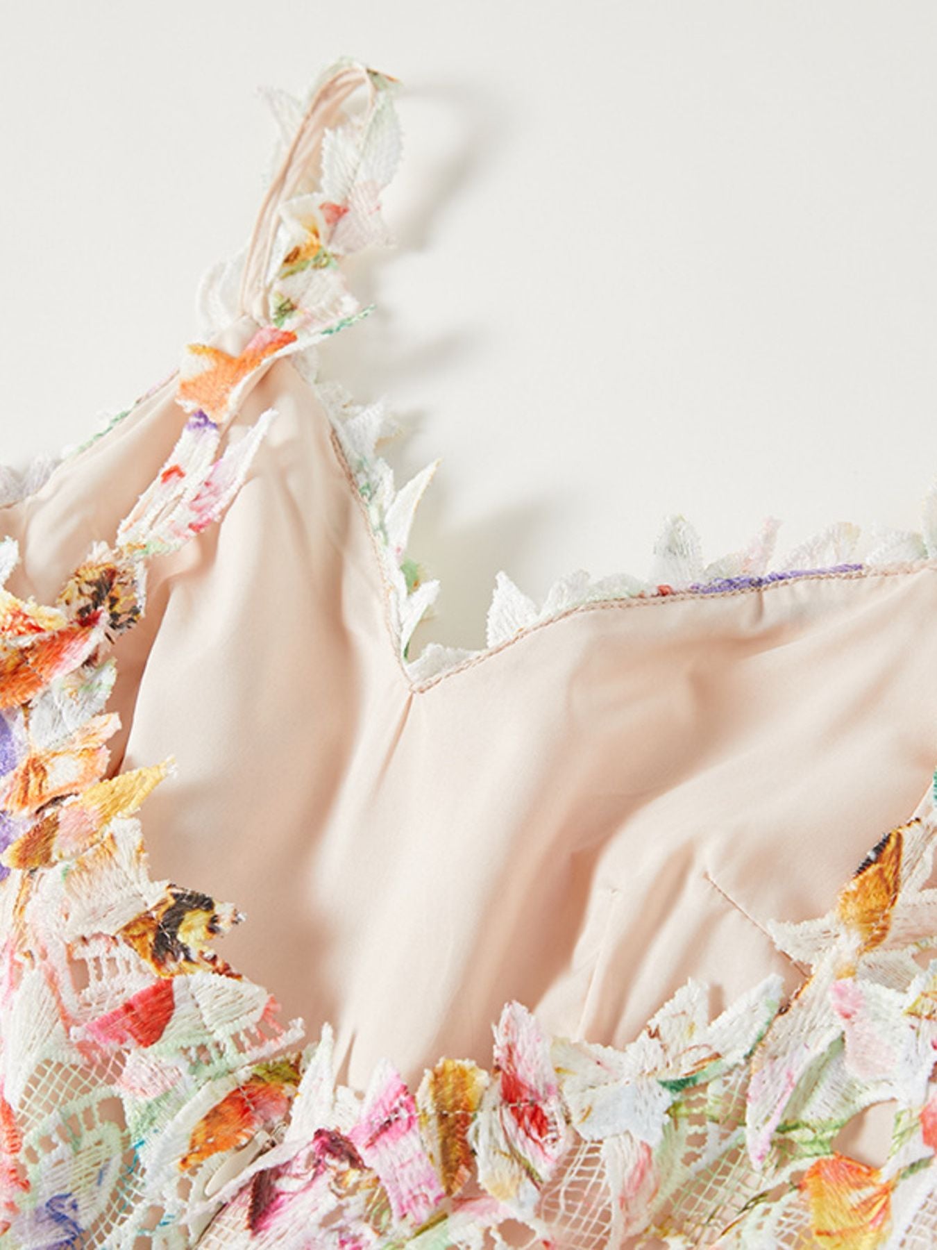 Apricot floral lace sleeveless midi dress