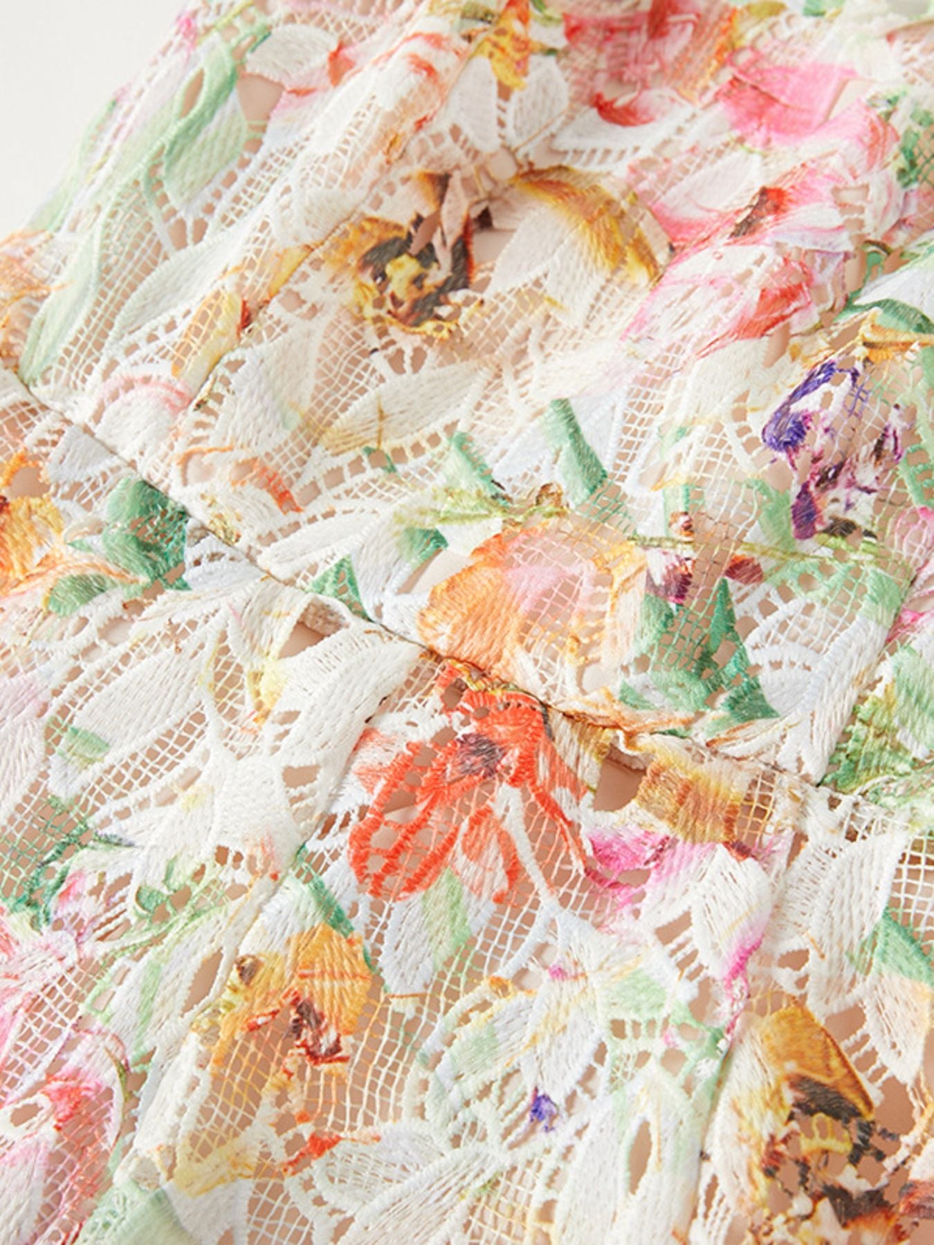Apricot floral lace sleeveless midi dress