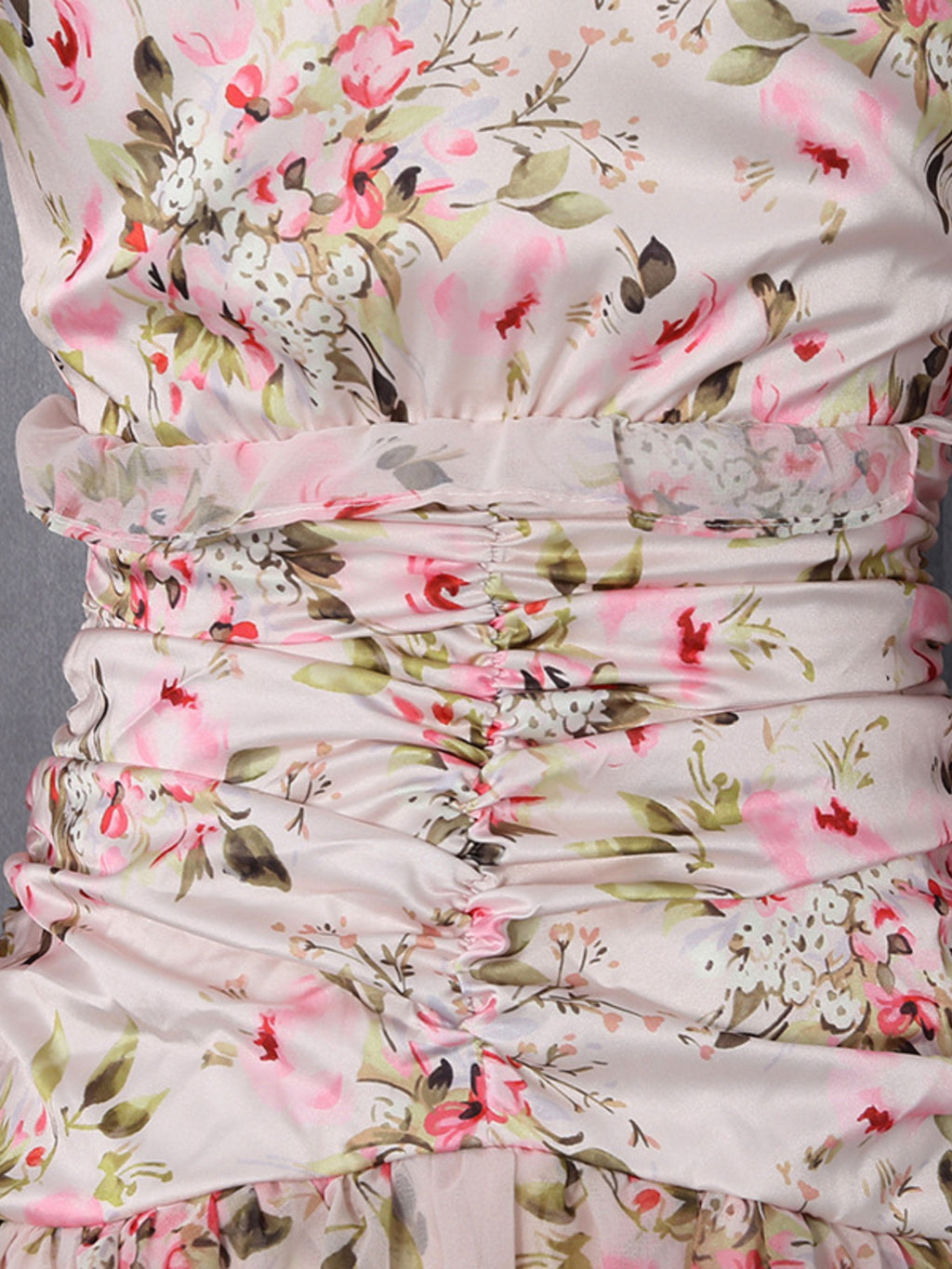 Multicolor floral ruffle mini dress with long sleeves - Lilagrey