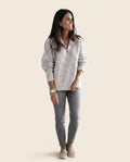 Grey half-zip textured sweater, front view
