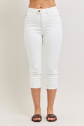White high waist capri pants - front view