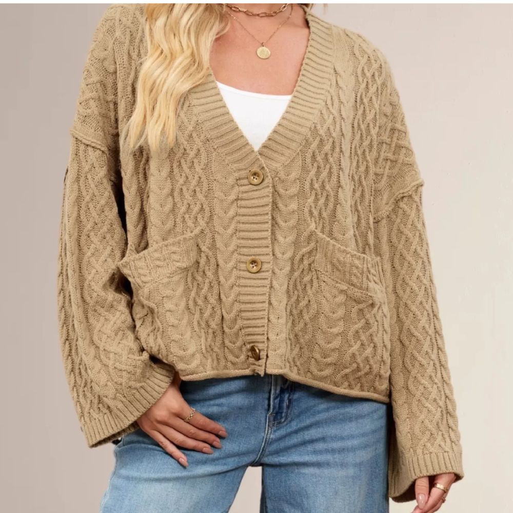 Khaki cable knit cardigan