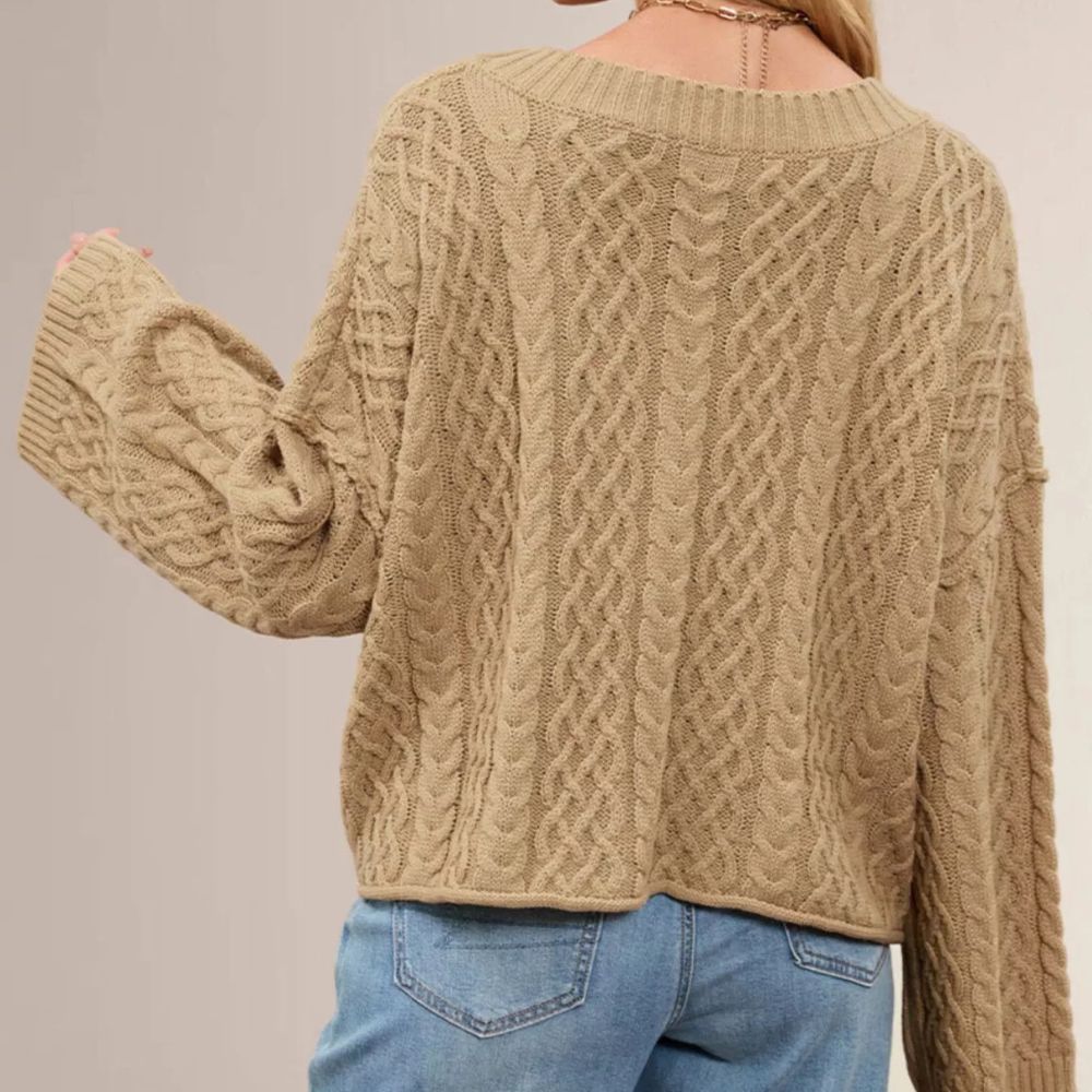 Khaki cable knit cardigan