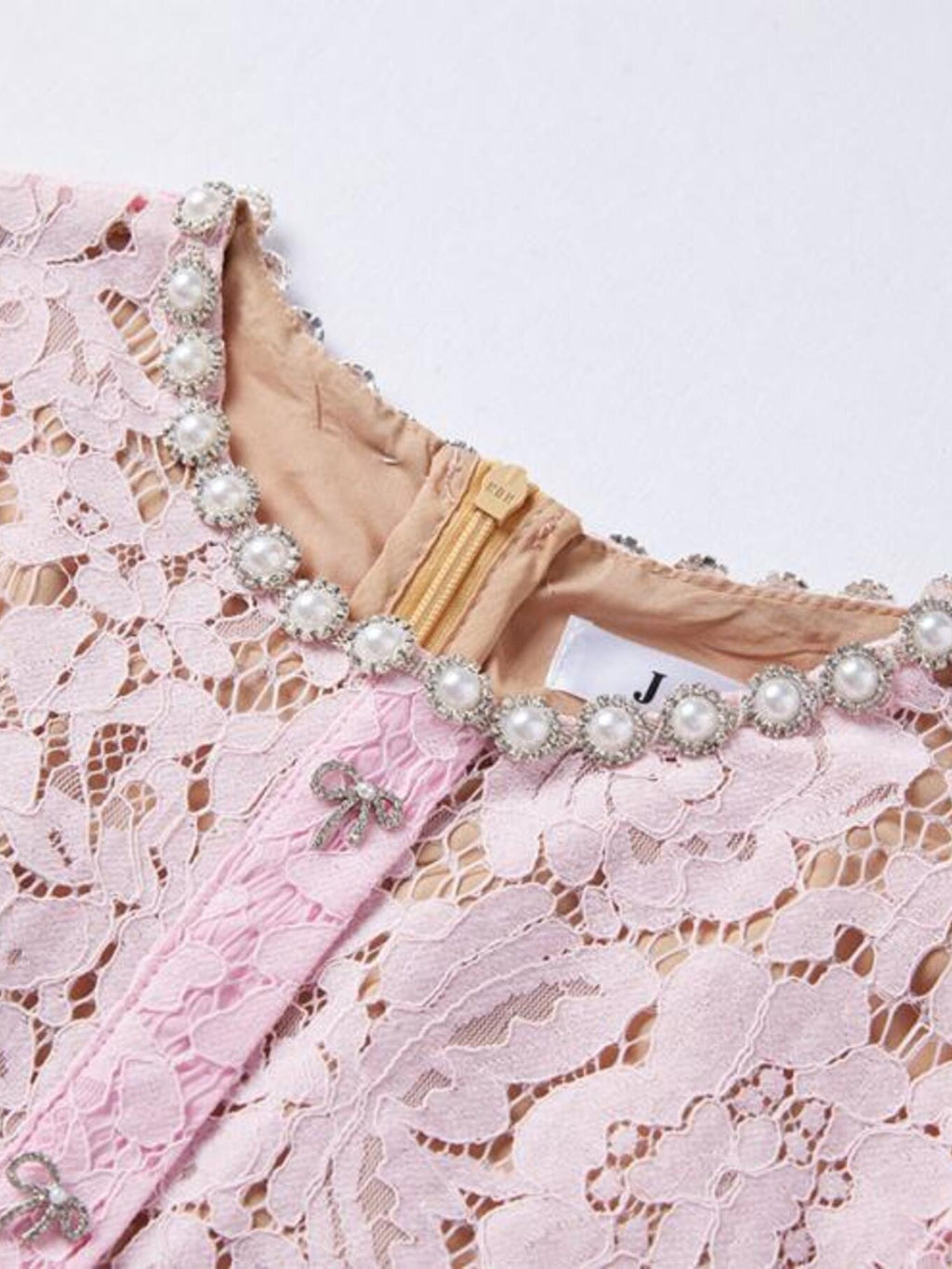 Powder pink lace short sleeve mermaid dress - Lilagrey