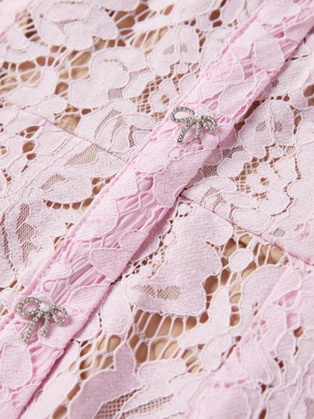 Powder pink lace short sleeve mermaid dress - Lilagrey