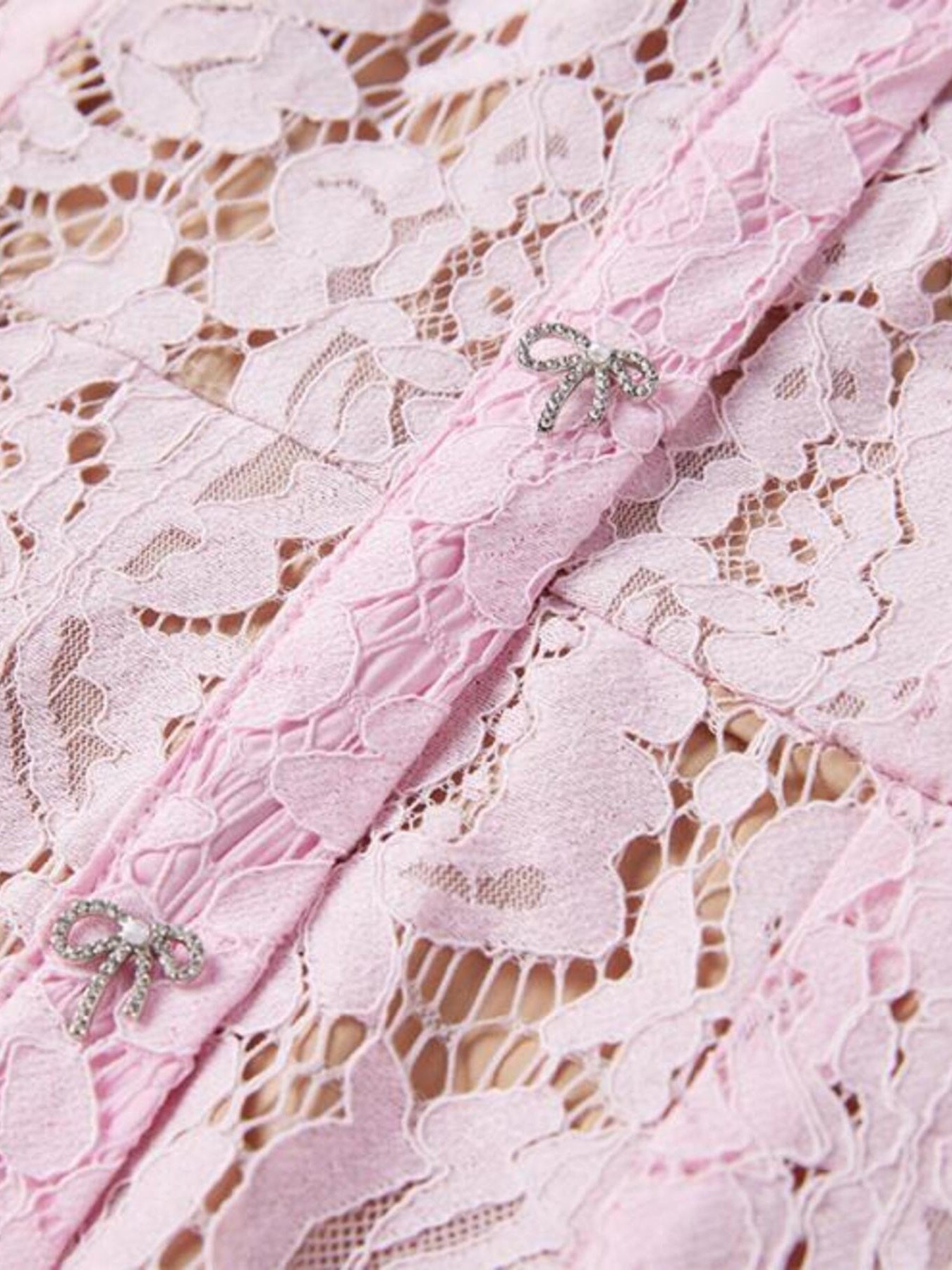 Powder pink lace short sleeve mermaid dress - Lilagrey