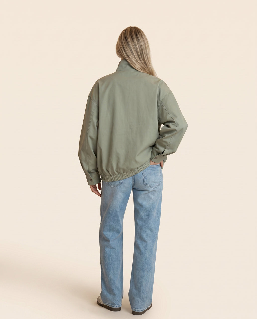 Light green dropped shoulder cotton jacket