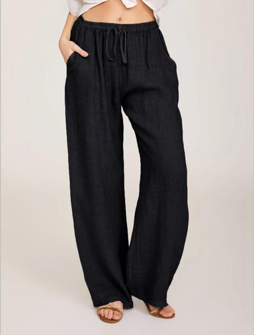 Lilagrey Loose Wide-Leg Pant in black, front view