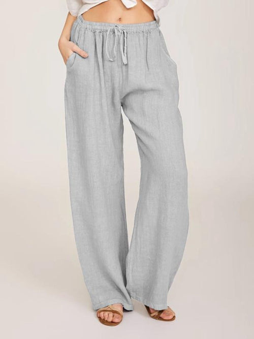 Lilagrey Loose Wide-Leg Pant in light gray, front view