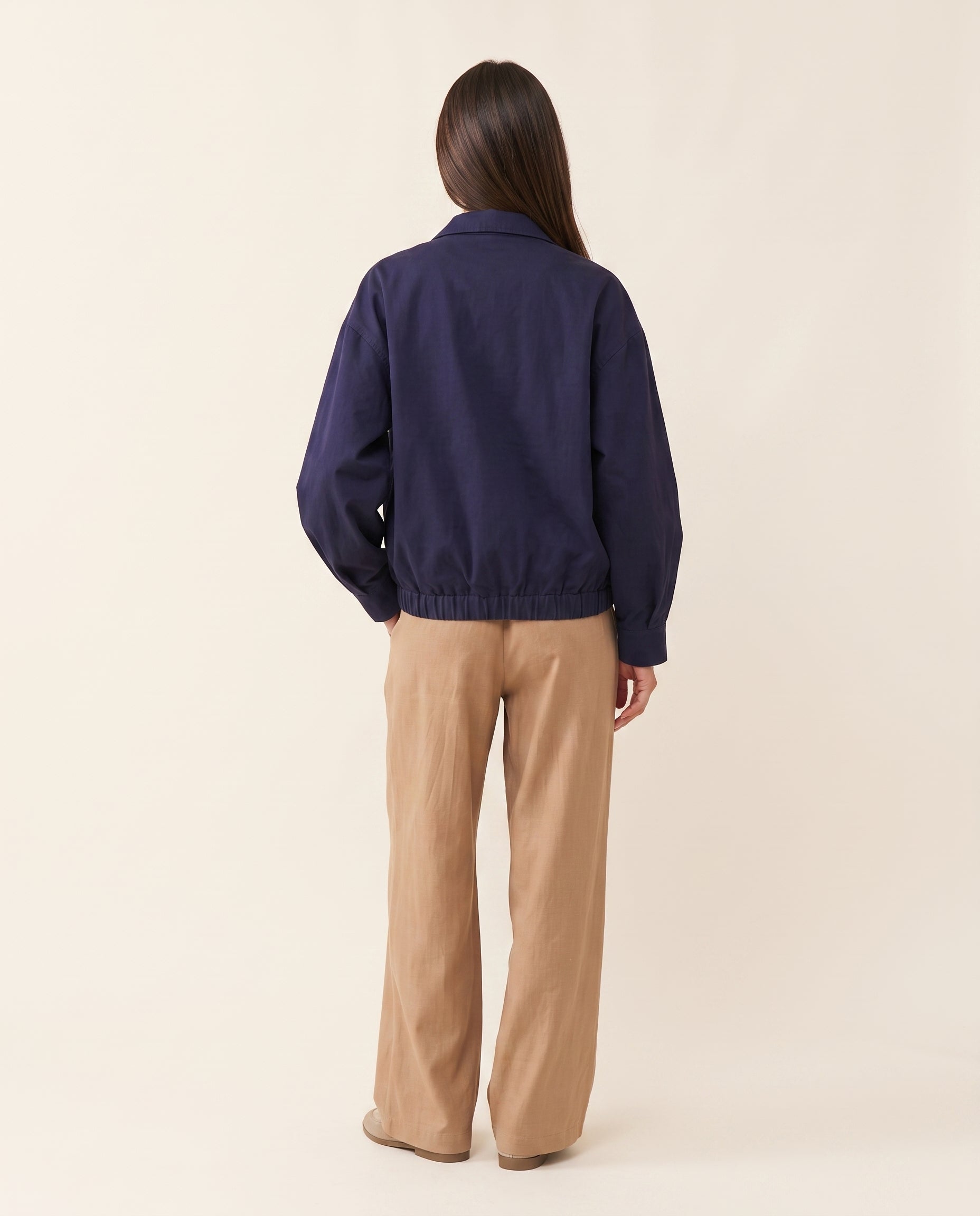Navy dropped shoulder cotton jacket