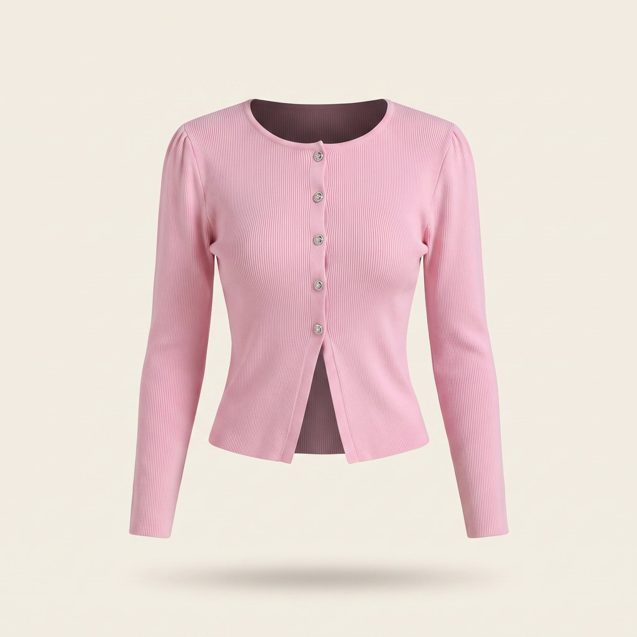 Pink button up long sleeves cardigan