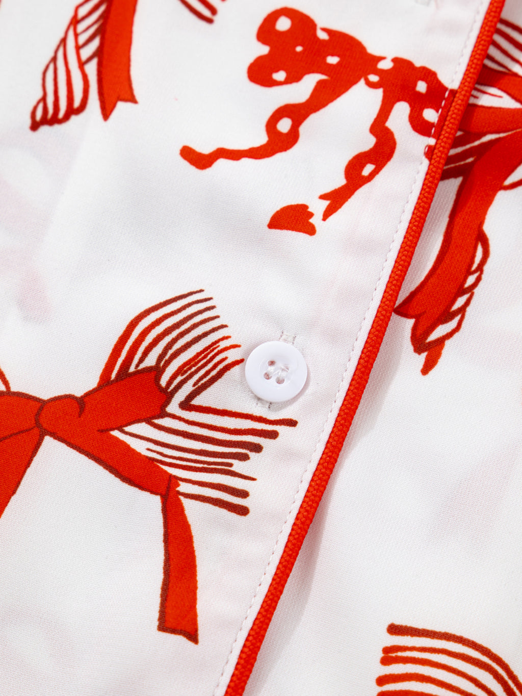 Red bow print pajama top and pants set