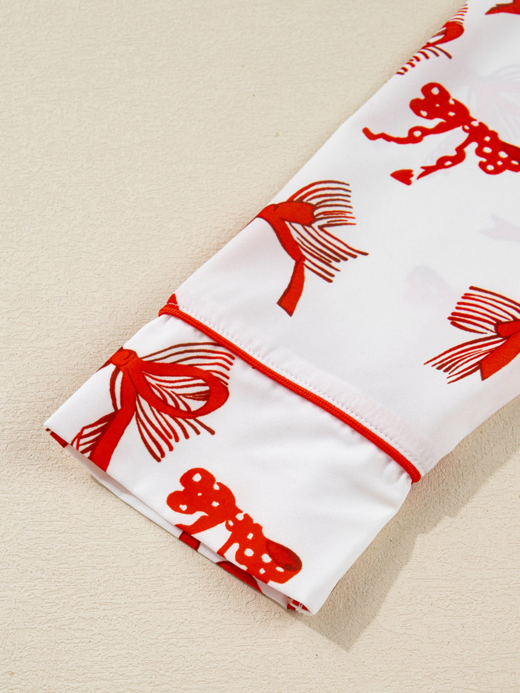 Red bow print pajama top and pants set