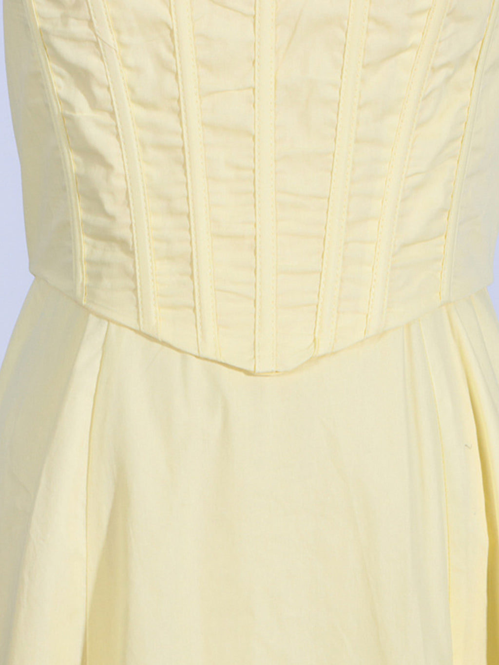 Yellow slit sleeveless midi dress with corset bodice