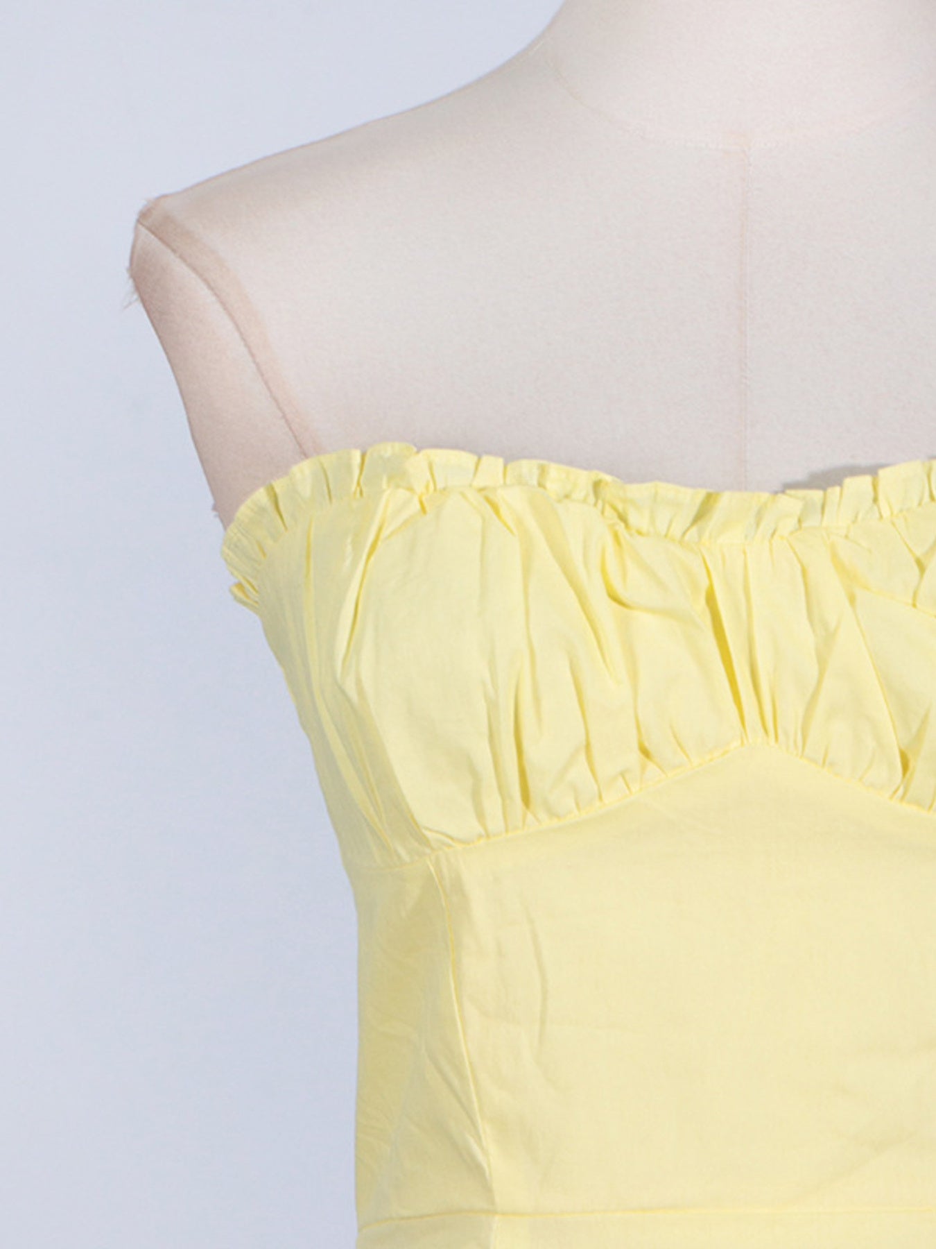 Yellow slit sleeveless midi dress with corset bodice