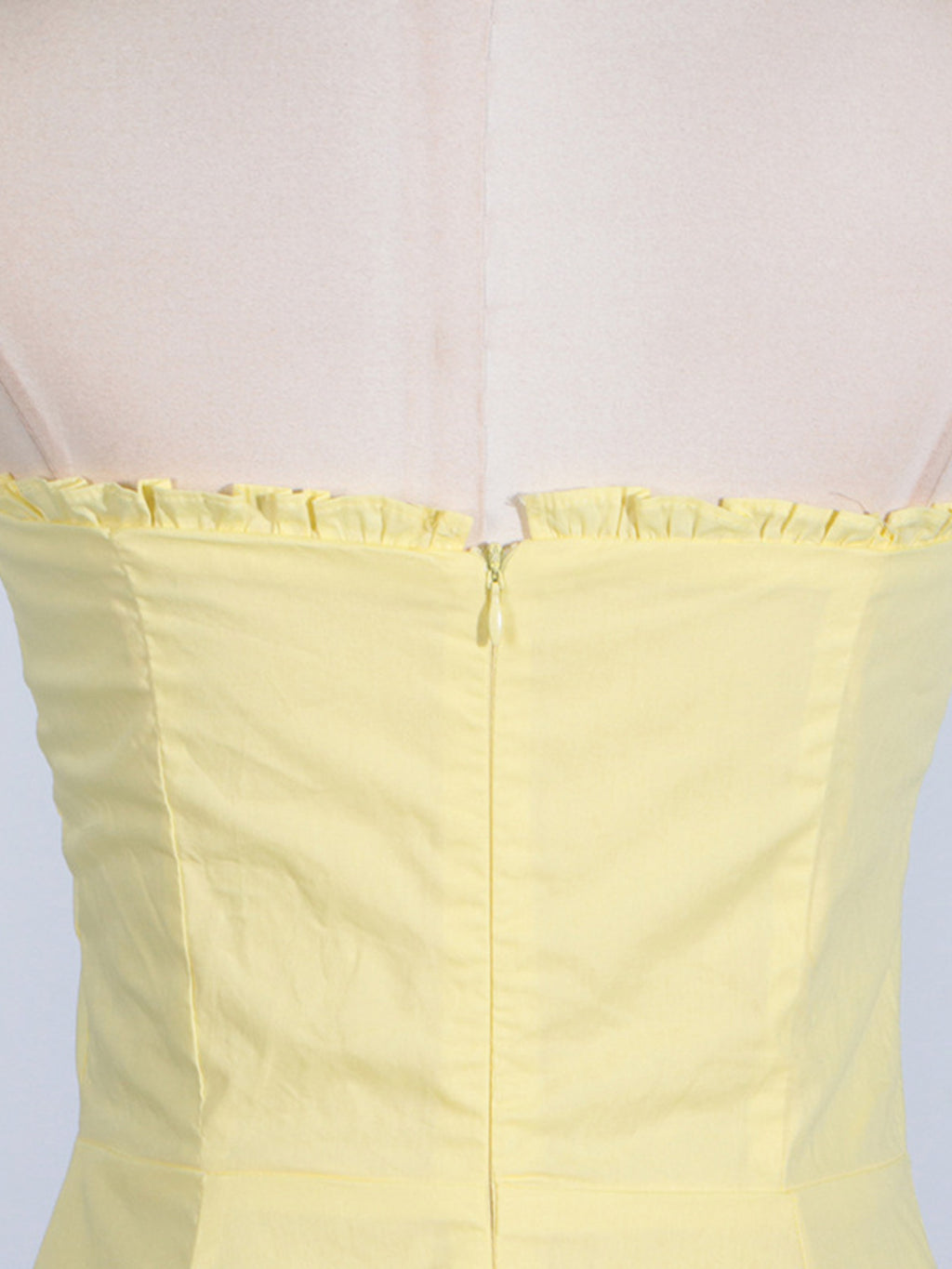 Yellow slit sleeveless midi dress with corset bodice