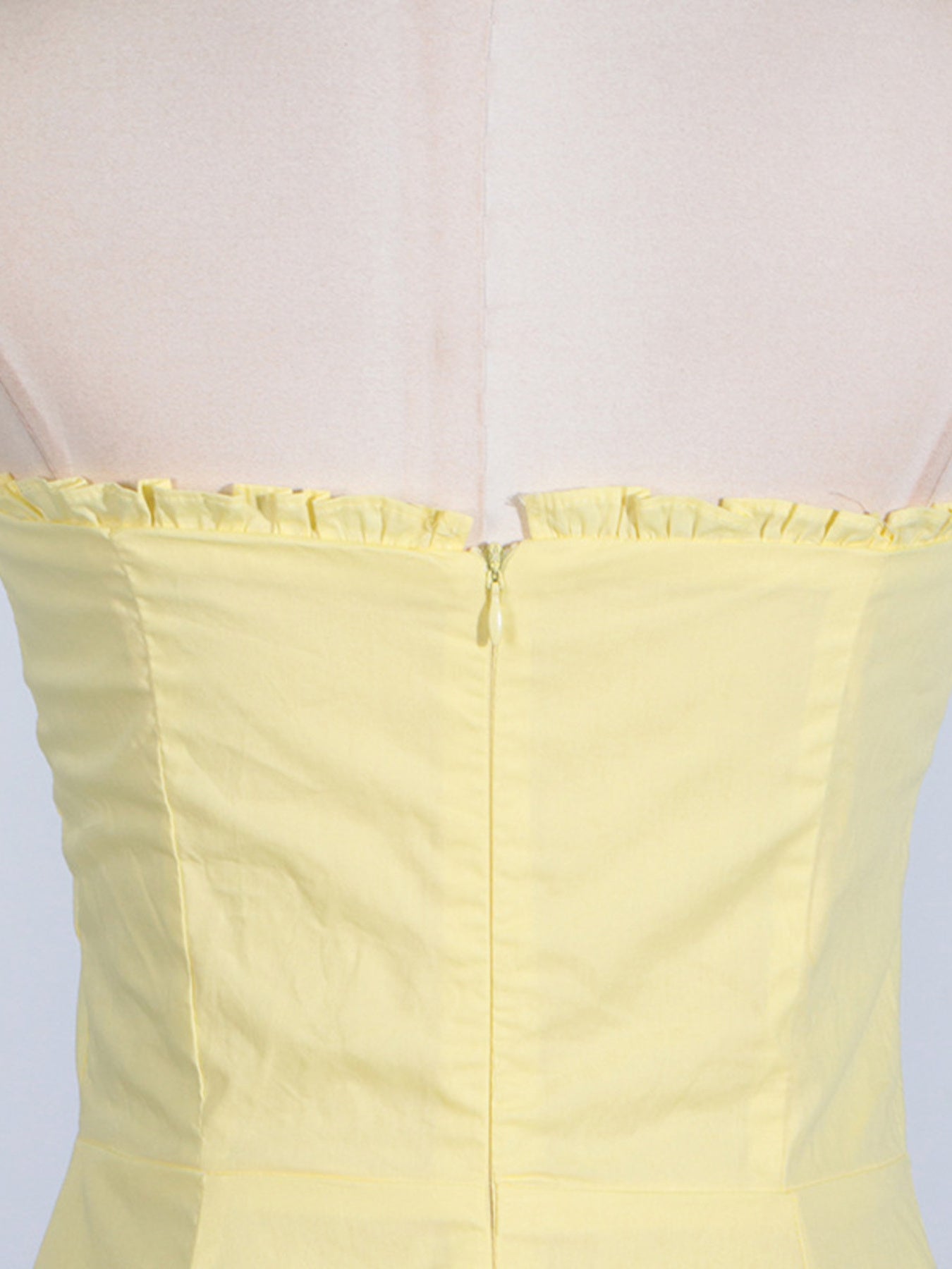 Yellow slit sleeveless midi dress with corset bodice