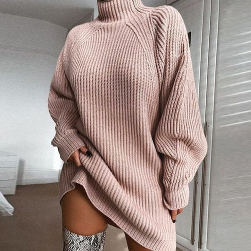 Lilagrey Soft Knit Sweater Dress in pink, front view