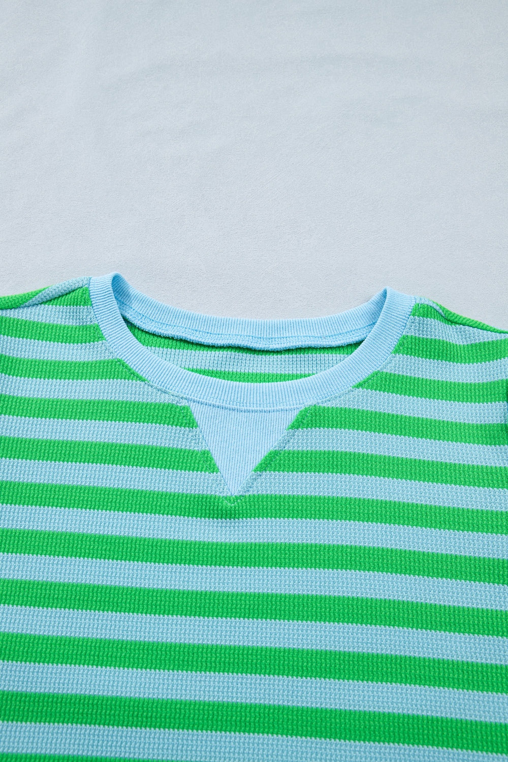 Green Stripe Colorblock Puff Sleeve Top and Shorts Set