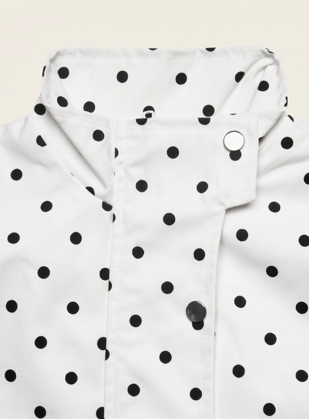 White polka dot cropped jacket, collar detail