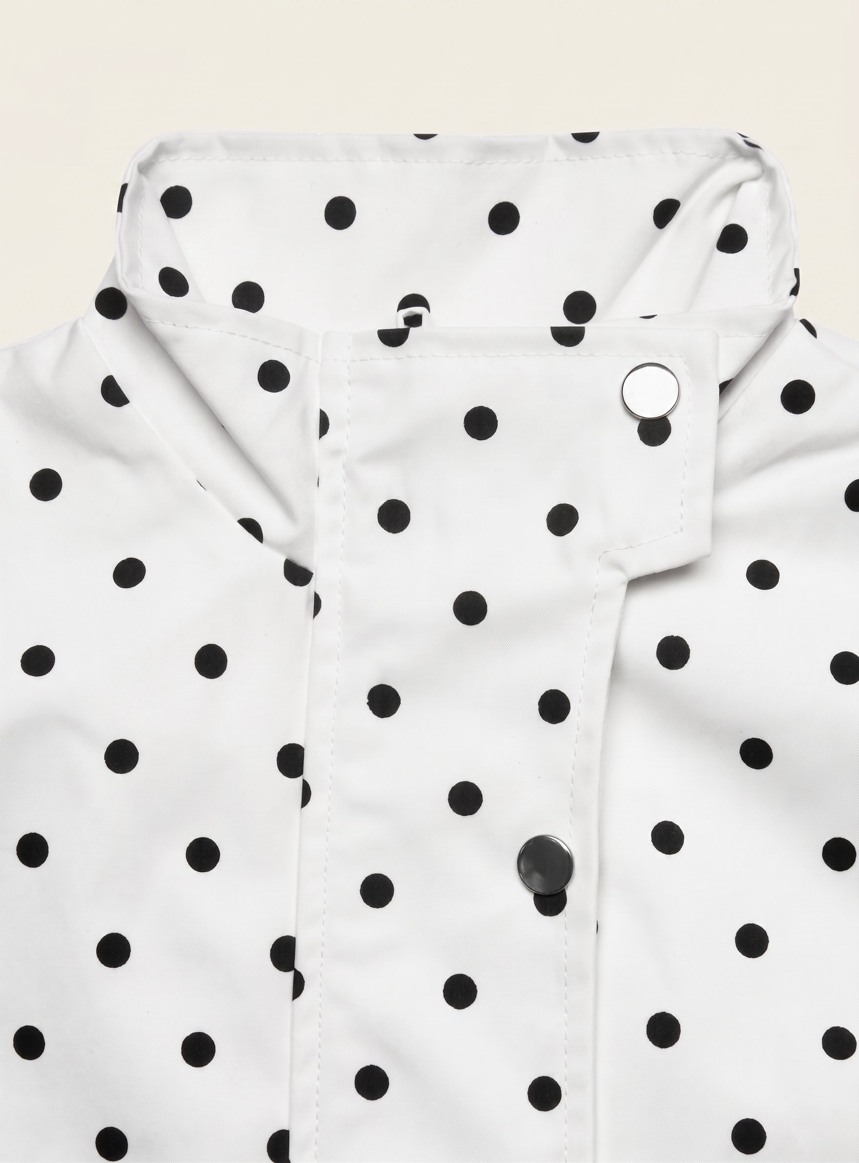 White polka dot cropped jacket, collar detail