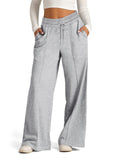 Light gray wide leg drawstring pants