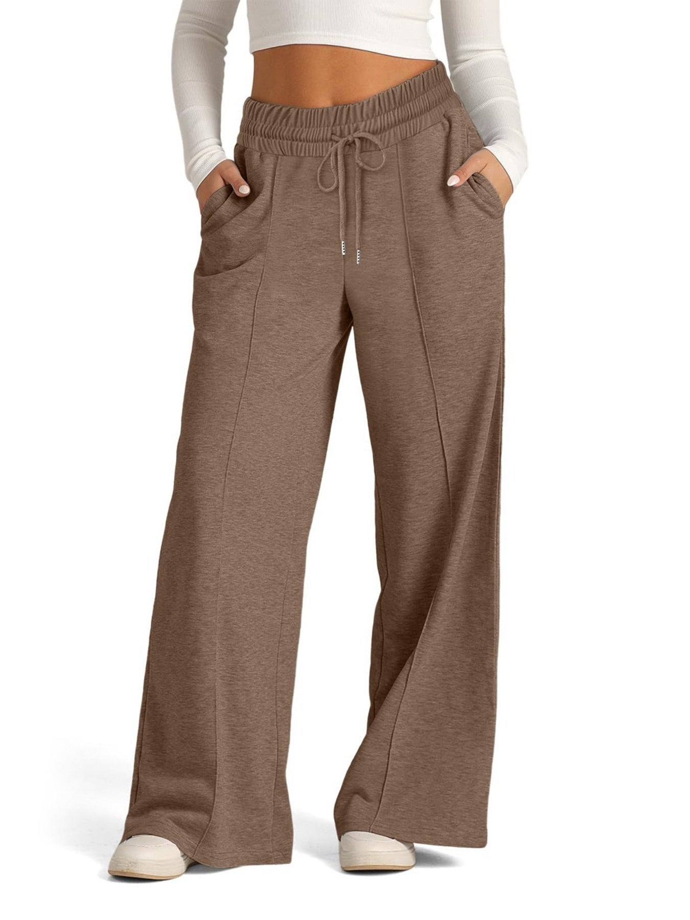 Mocha wide leg drawstring pants