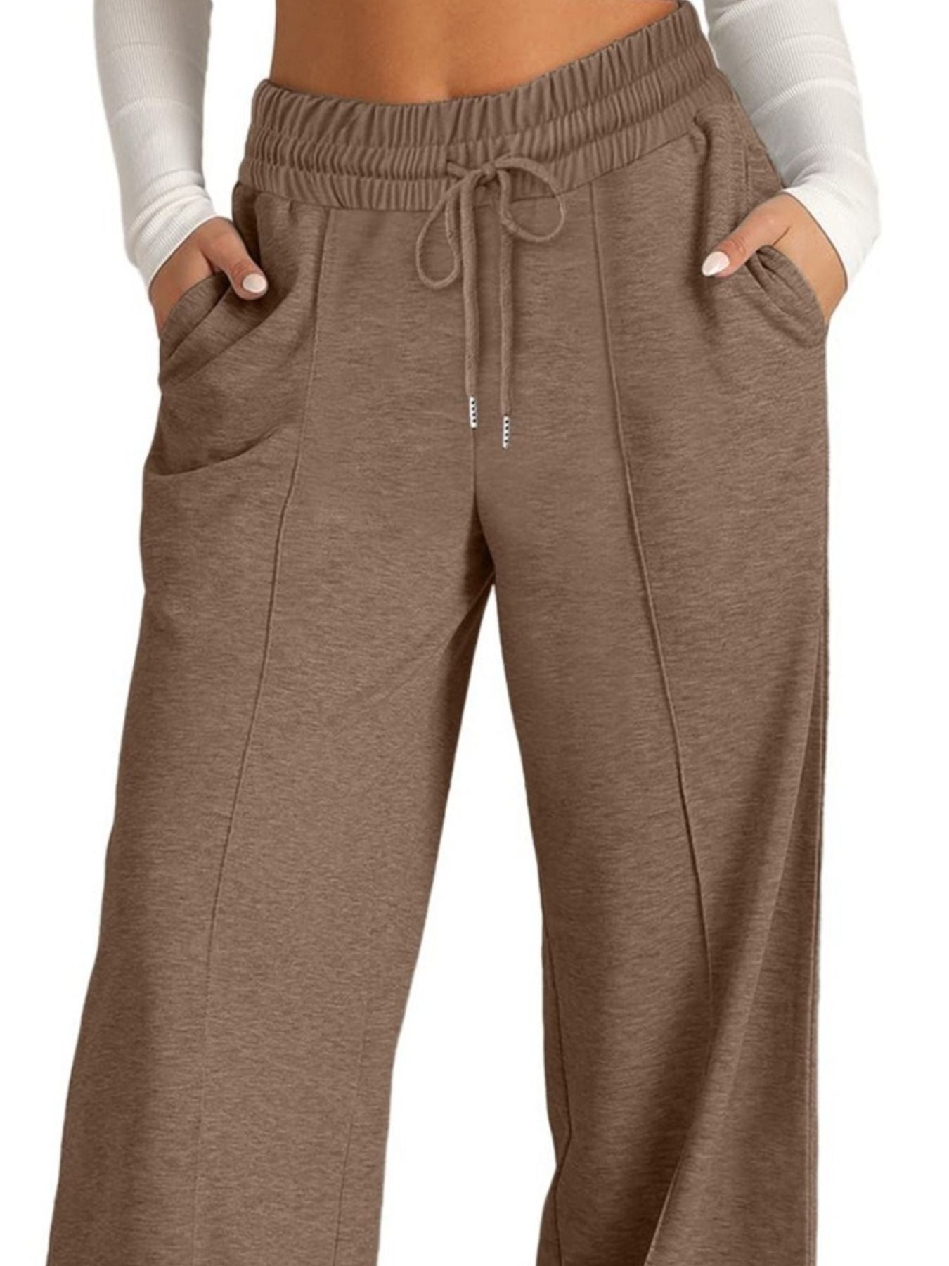 Mocha wide leg drawstring pants